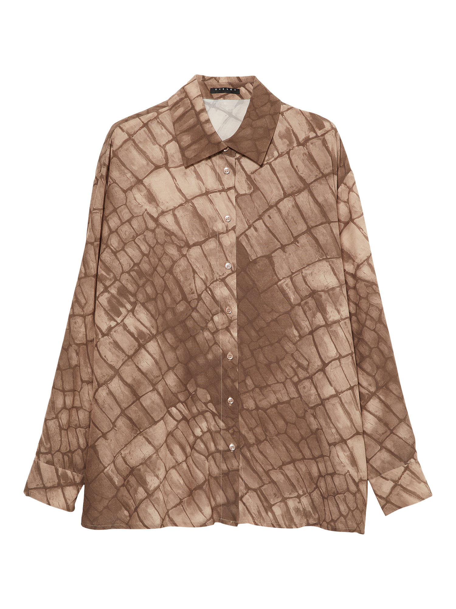 Product image 1 of 2, which shows SISLEY Crocodile Print Shirt, Beige, L