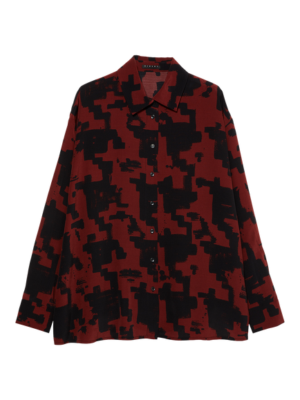 SISLEY Abstract Print Shirt, Brick Red, Brick Red