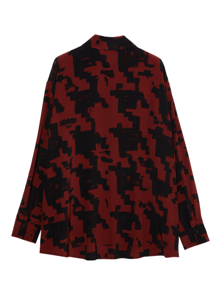 SISLEY Abstract Print Shirt, Brick Red - view 2, Brick Red
