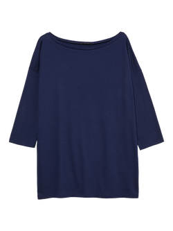 SISLEY Boat Neck Three Quarter Sleeve Top, Night Blue, Night Blue