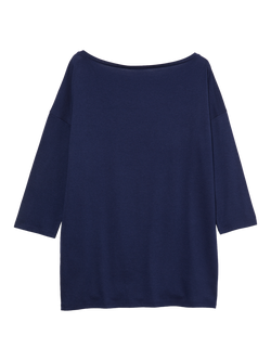 SISLEY Boat Neck Three Quarter Sleeve Top, Night Blue - view 2, Night Blue
