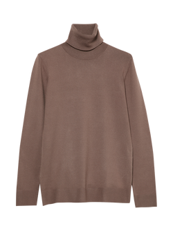 SISLEY Roll Neck Knit Top, Taupe, Taupe
