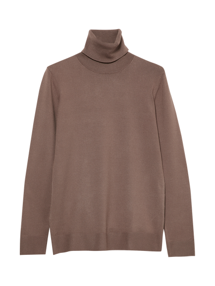 SISLEY Roll Neck Knit Top, Taupe, Taupe