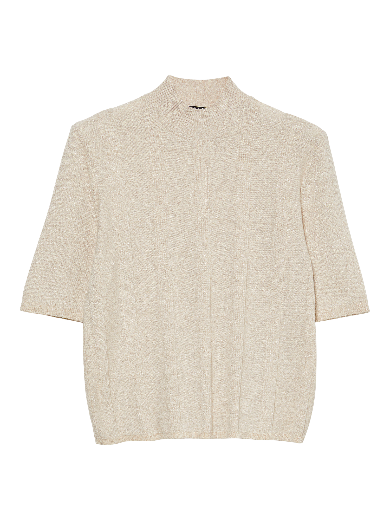 Product image 1 of 2, which shows SISLEY High Neck Shimmer Jumper, Cream, L