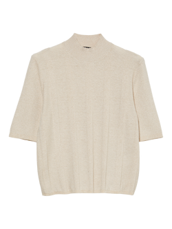 SISLEY High Neck Shimmer Jumper, Cream, Cream