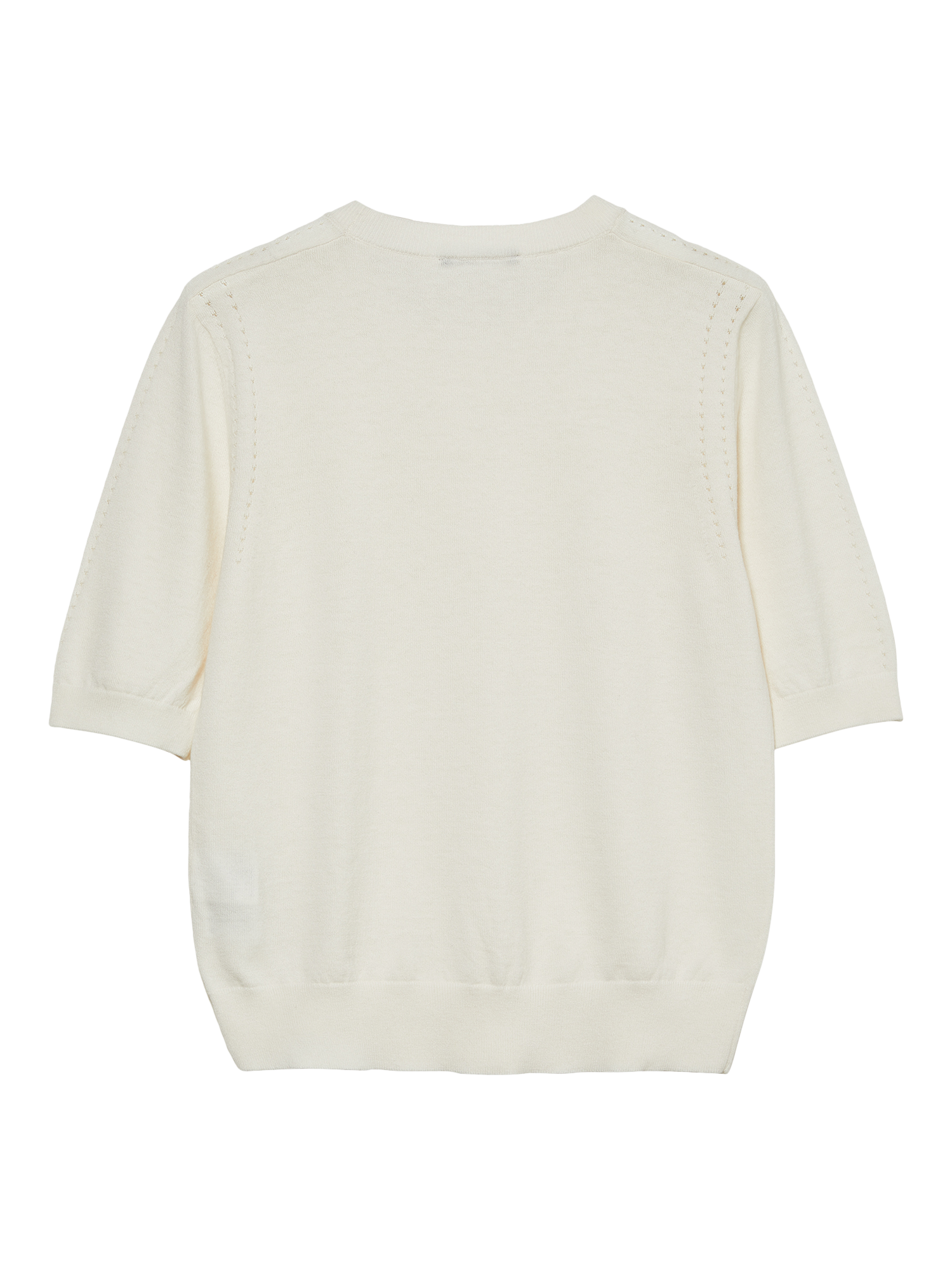 Product image 2 of 2, which shows SISLEY Crew Neck Short Sleeve Jumper, Cream, L