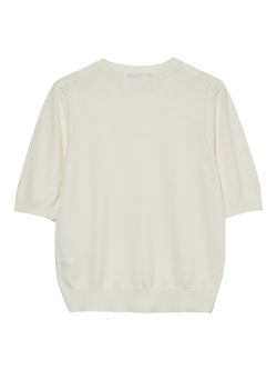 SISLEY Crew Neck Short Sleeve Jumper, Cream - view 2, Cream