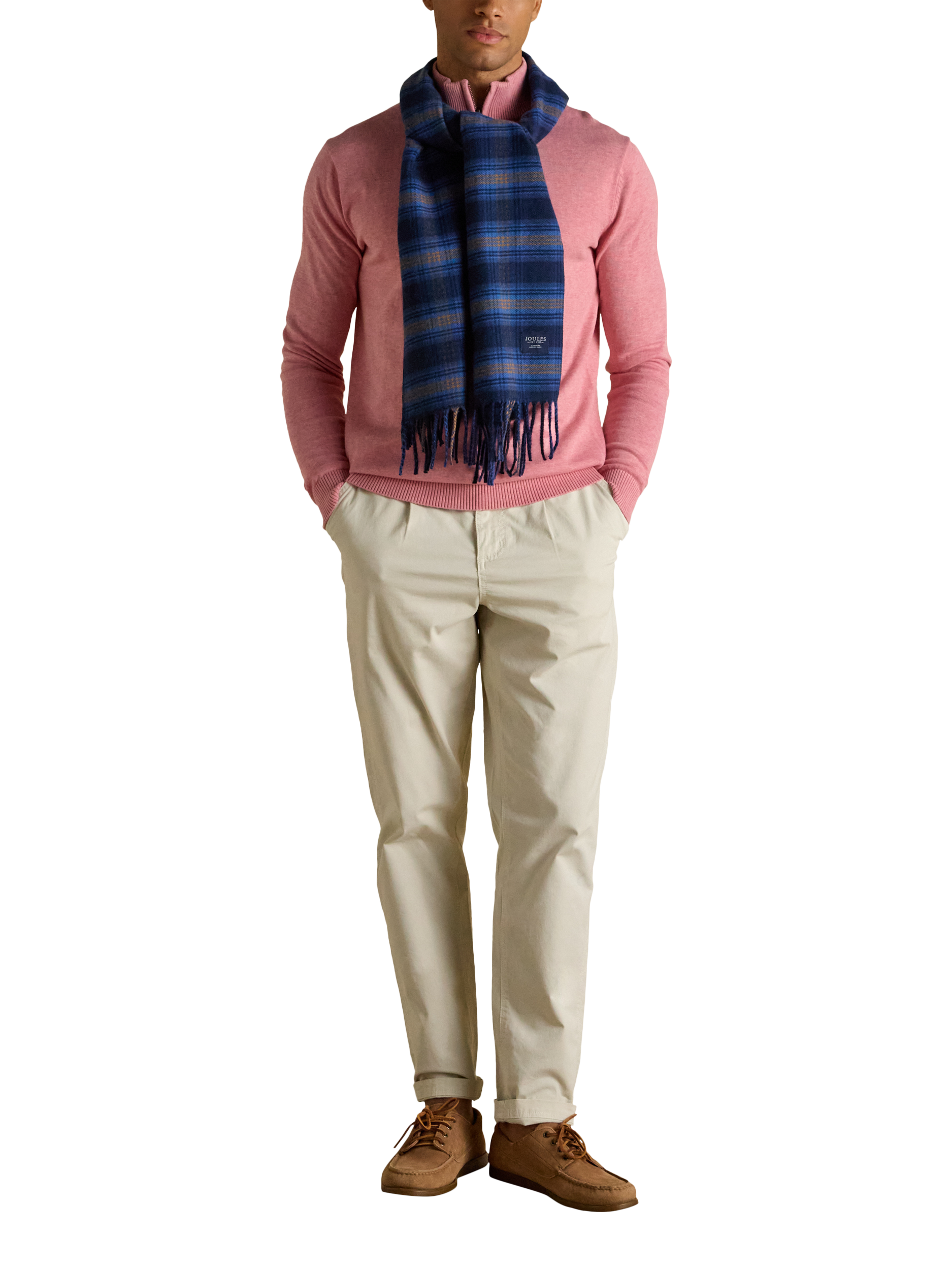 Product image 6 of 6, which shows Joules Langtree Check Scarf, Blue/Brown