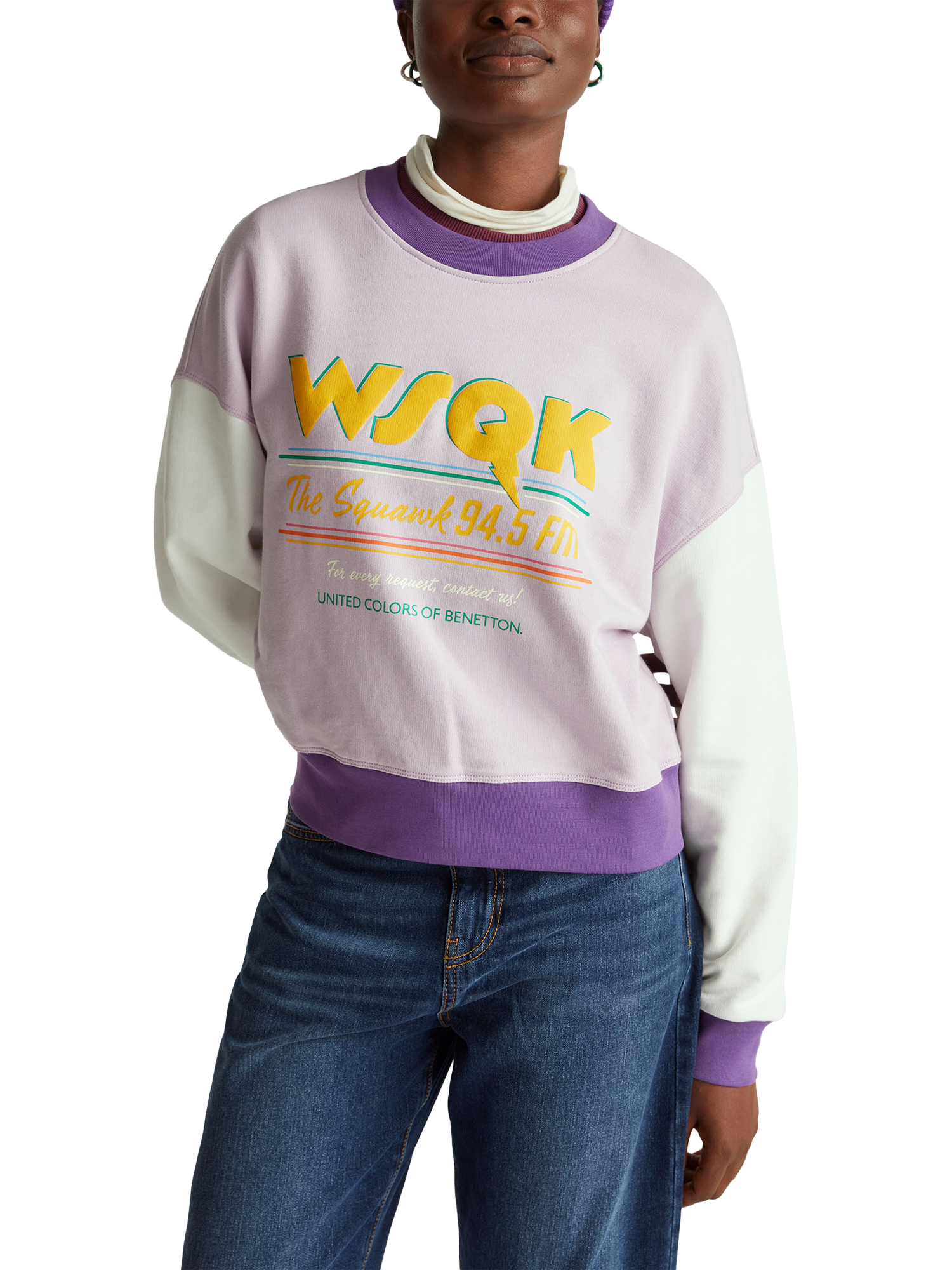 Product image 1 of 6, which shows Benetton Stranger Things Graphic Sweatshirt, Violet/Multi, XS