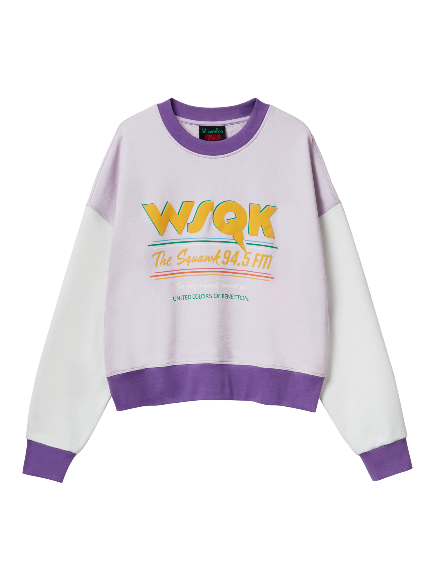 Product image 4 of 6, which shows Benetton Stranger Things Graphic Sweatshirt, Violet/Multi, XS