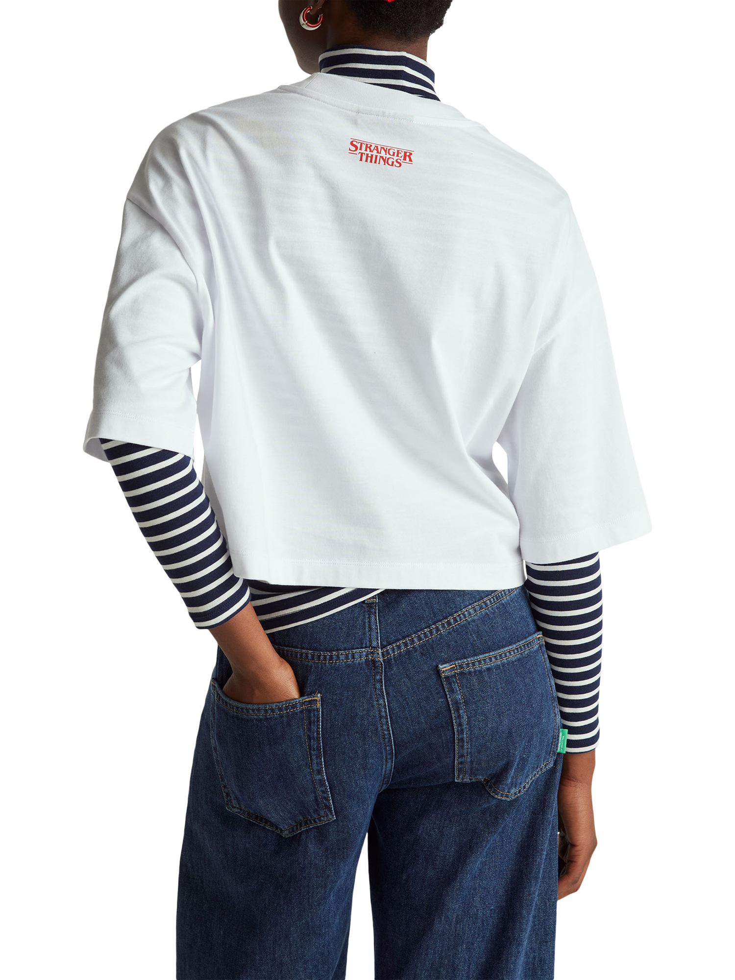Product image 2 of 5, which shows Benetton Graphic Logo Boxy T-Shirt, White, XS