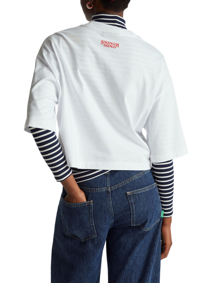 Benetton Graphic Logo Boxy T-Shirt, White - view 2, White