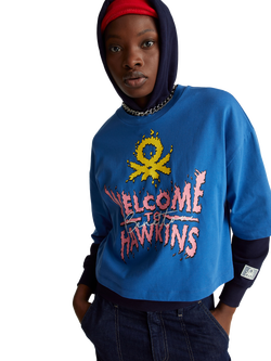 Benetton Stranger Things Graphic Boxy T-Shirt, Blue, Blue