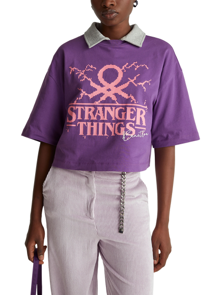 Benetton Stranger Things Graphic T-Shirt, Violet, Violet