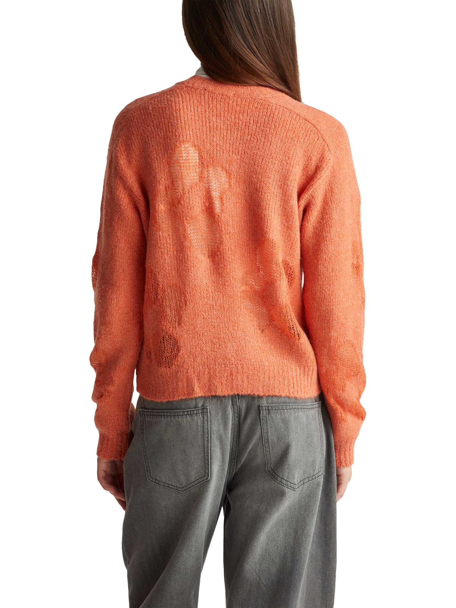 Product image 2 of 6, which shows Benetton Crew Neck Intarsia Flowers Jumper, Red, XS