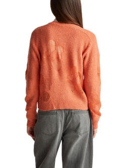 Benetton Crew Neck Intarsia Flowers Jumper, Red - view 2, Red