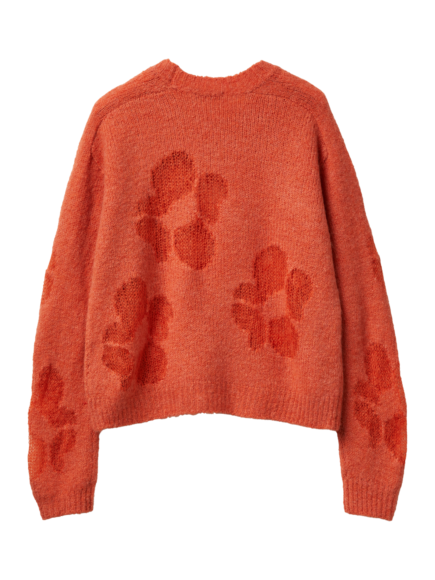 Product image 5 of 6, which shows Benetton Crew Neck Intarsia Flowers Jumper, Red, XS