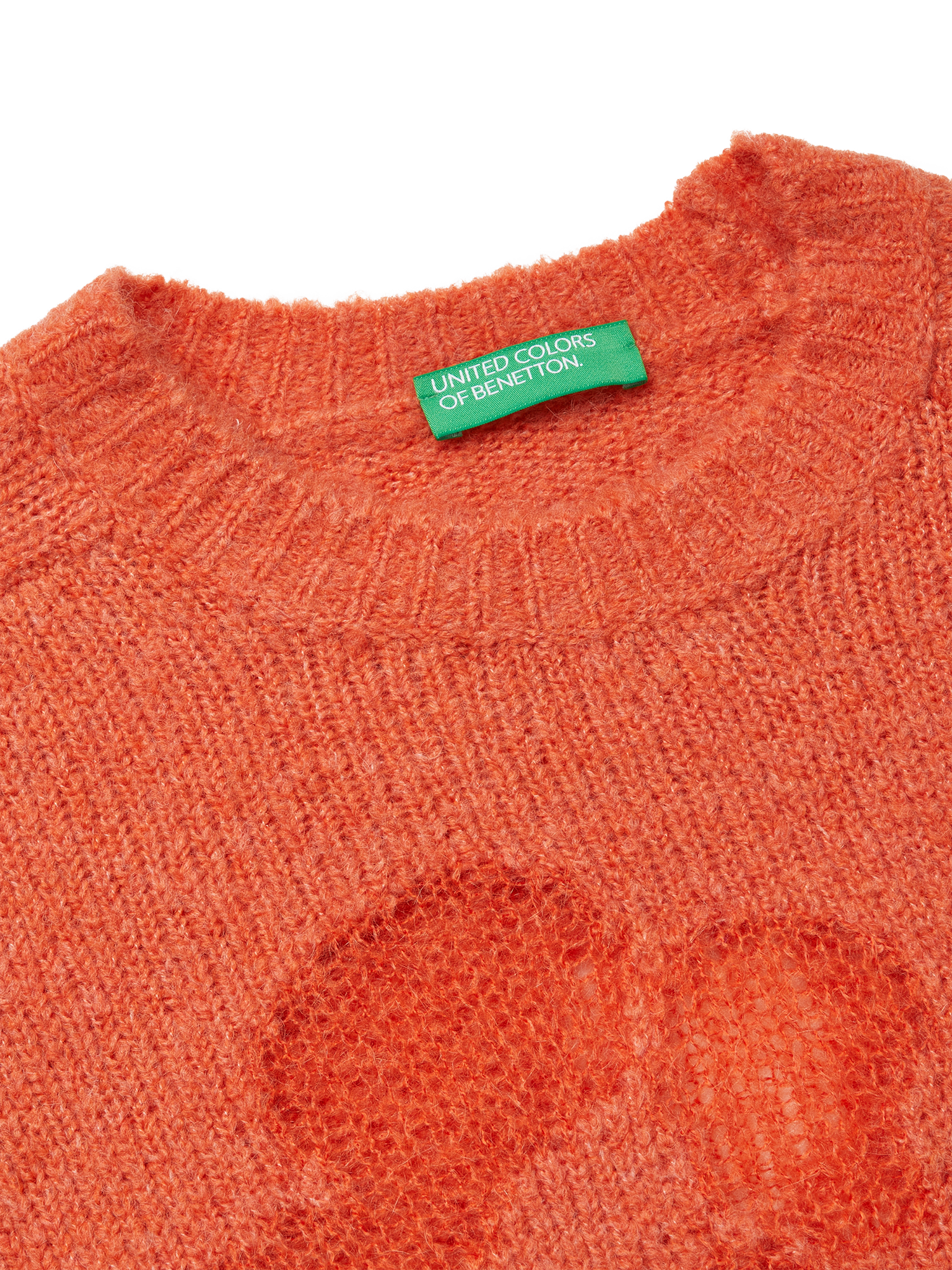 Product image 6 of 6, which shows Benetton Crew Neck Intarsia Flowers Jumper, Red, XS
