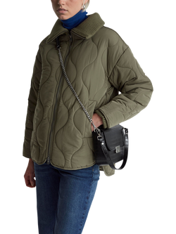 Benetton Quilted Collared Jacket, Green, Green