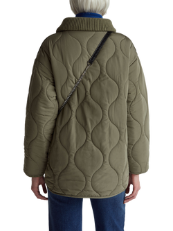 Benetton Quilted Collared Jacket, Green - view 2, Green