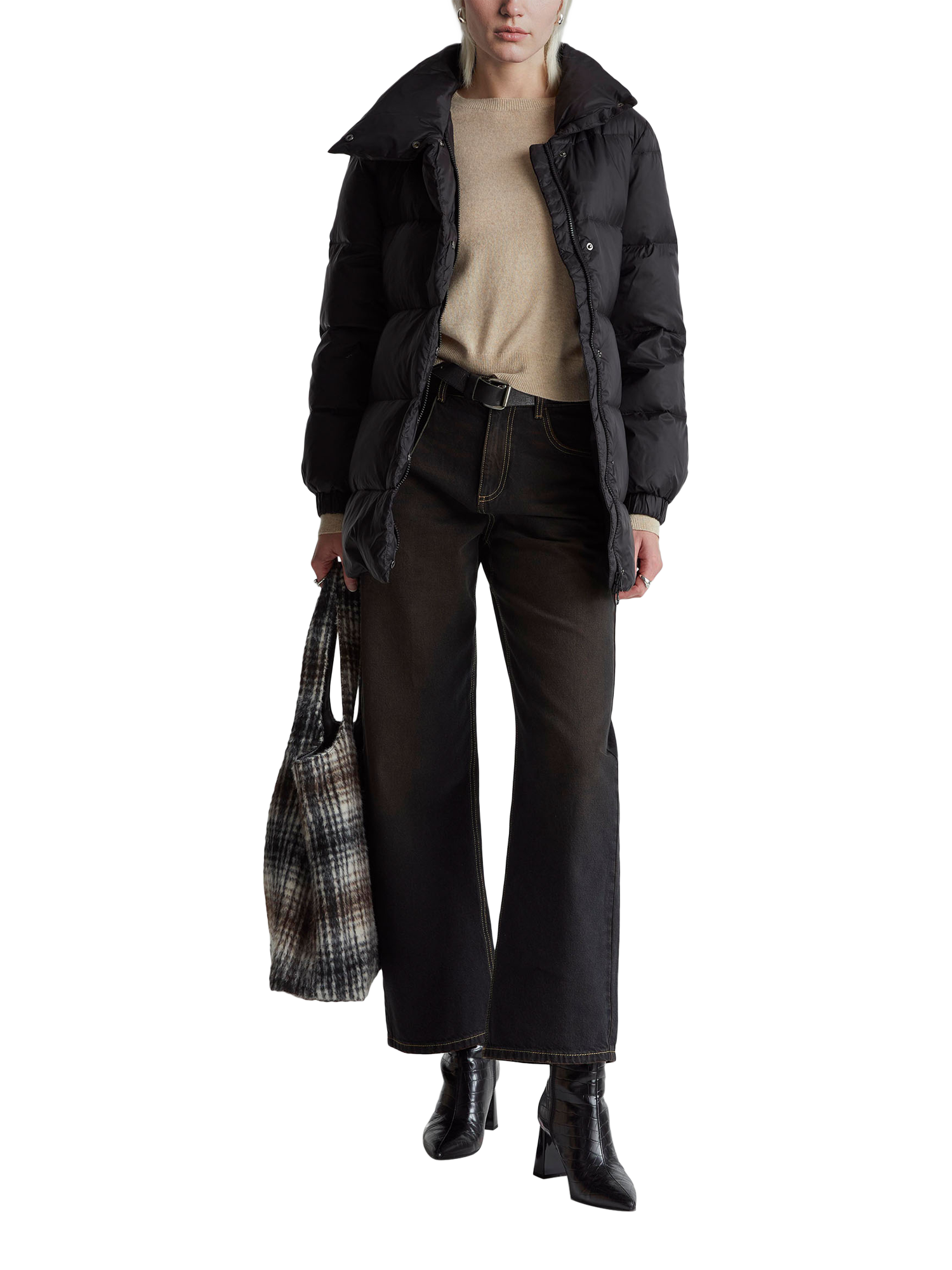 Product image 3 of 6, which shows Benetton Down Padded Jacket, Black, XL