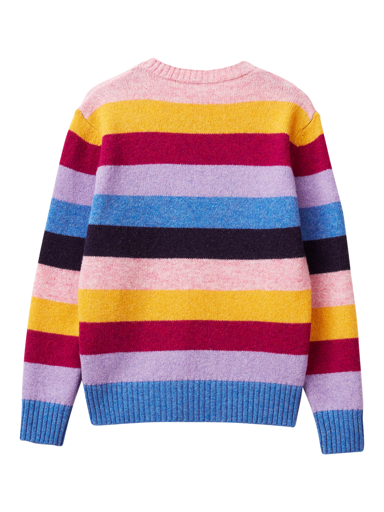 Product image 5 of 6, which shows Benetton Stripe Crew Neck Pure Wool Jumper, Blue/Multi, XS