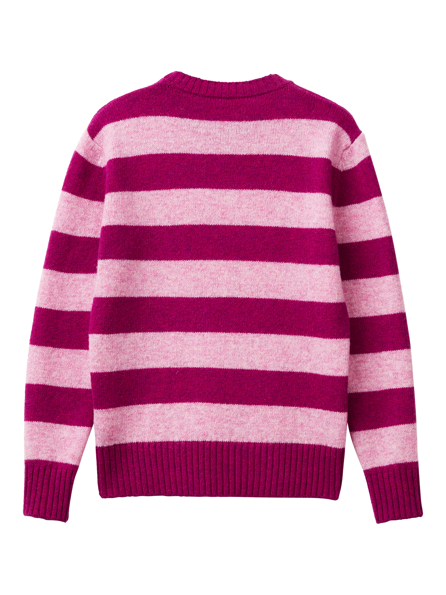 Product image 4 of 5, which shows Benetton Crew Neck Stripe Pure Wool Jumper, Violet, XS