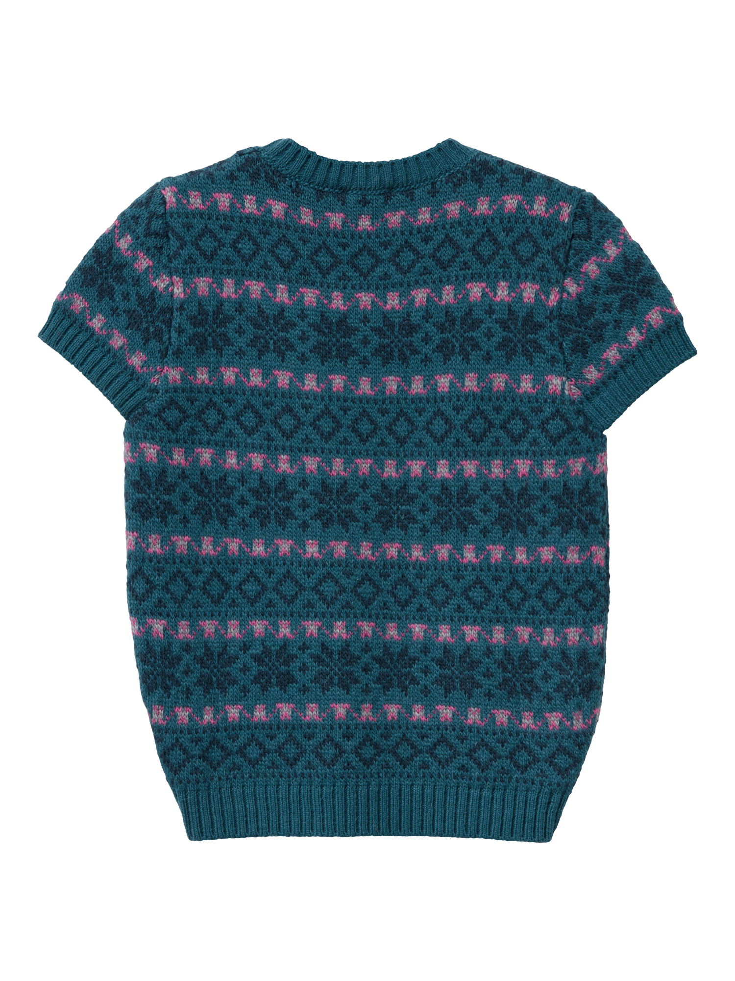 Product image 5 of 6, which shows Benetton Jacquard Wool Blend Short Sleeve Jumper, Blue, M
