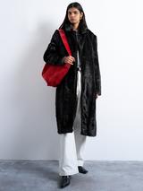 Topshop Faux Fur Longline Coat, Brown