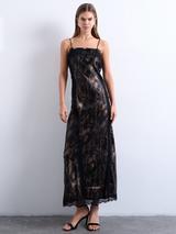 Topshop Abstract Lace Slip Midi Dress, Silver/Multi