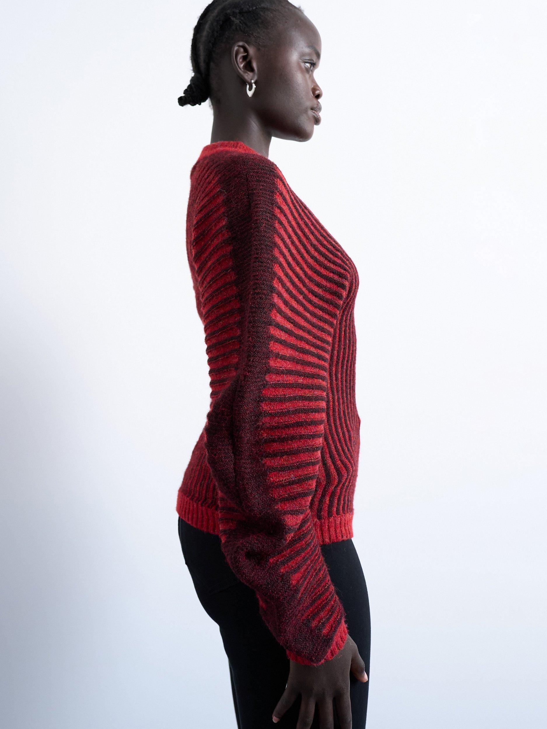 Product image 4 of 4, which shows Topshop Cocoon Ribbed Jumper, Red, S