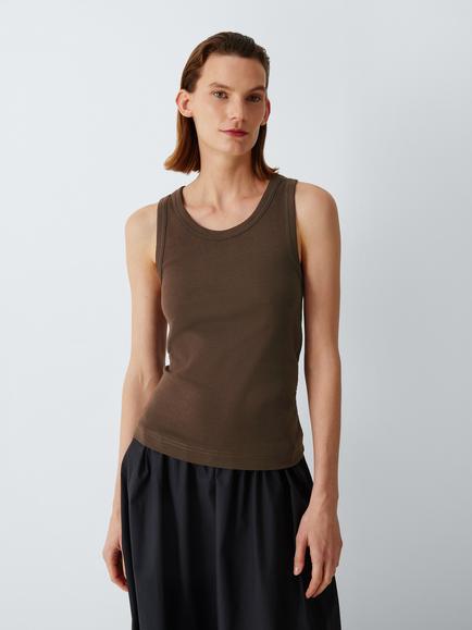 John Lewis Organic Cotton Tank Top, Chocolate