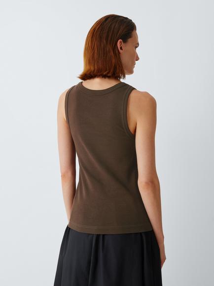 John Lewis Organic Cotton Tank Top - view 2, Chocolate