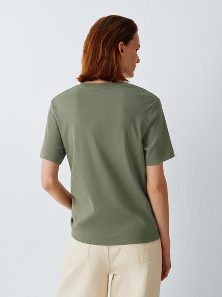 John Lewis Organic Cotton Short Sleeve Crew Neck T-Shirt - view 2, Khaki
