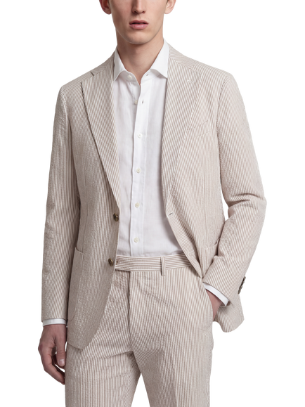 Richard James London Striped Classic Single Breasted Suit Jacket, Sand, Sand