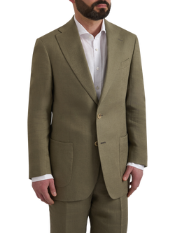 Richard James London Classic Linen Single Breasted Suit Jacket, Khaki, Khaki