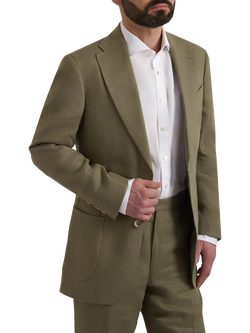 Richard James London Classic Linen Single Breasted Suit Jacket, Khaki - view 2, Khaki
