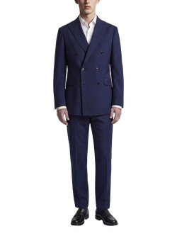 Richard James London Wool Blend Double Breasted Suit Jacket, Indigo Navy, Indigo Navy