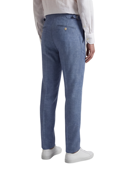 Richard James Flat Front Tailored Trousers - view 2, Sky Blue
