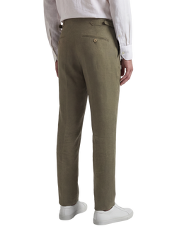 Richard James Linen Flat Front Tailored Trousers, Khaki - view 2, Khaki