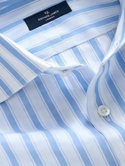 Richard James Classic Cotton Stripe Shirt, Royal Blue / White - view 2, Royal Blue / White