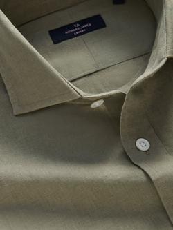 Richard James London Classic Linen Cotton Blend Shirt, Taupe Green - view 2, Taupe Green