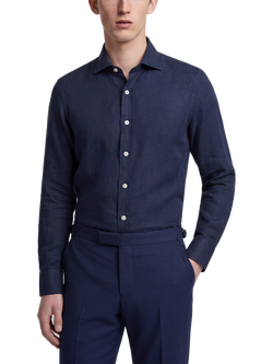 Richard James Classic Cotton Stripe Shirt, Navy, Navy