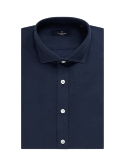 Richard James Classic Cotton Stripe Shirt, Navy - view 2, Navy
