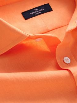 Richard James Classic Linen-Cotton Shirt, Peach - view 2, Peach