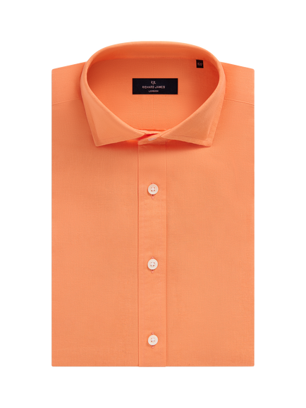 Richard James London Classic Linen Cotton Blend Shirt - view 2, Peach