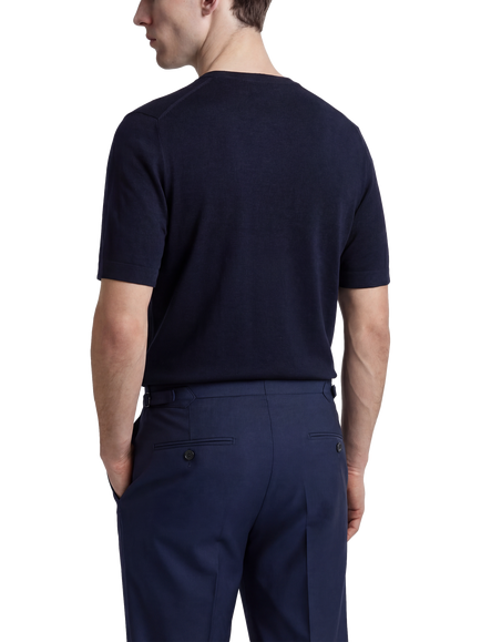 Richard James Merino Wool Blend T-Shirt - view 2, Navy/Sky