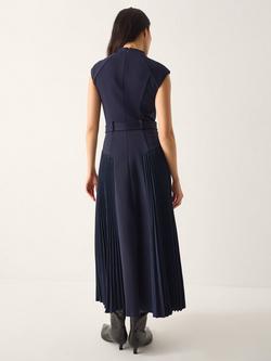 Monsoon Sally Pleat Sleeveless Midi Dress, Navy - view 2, Navy