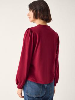 Monsoon Esme Embroidered Jersey Blouse, Burgundy - view 2, Burgundy