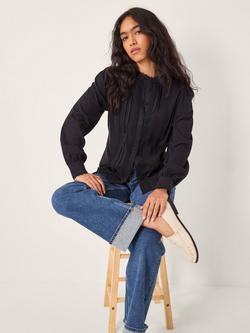 Monsoon Layla Lace Trim Shirt, Navy, Navy